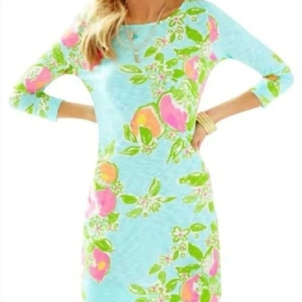Lilly Pulitzer Marlowe Dress Pink Lemonade 3/4 Sleeves Vacation